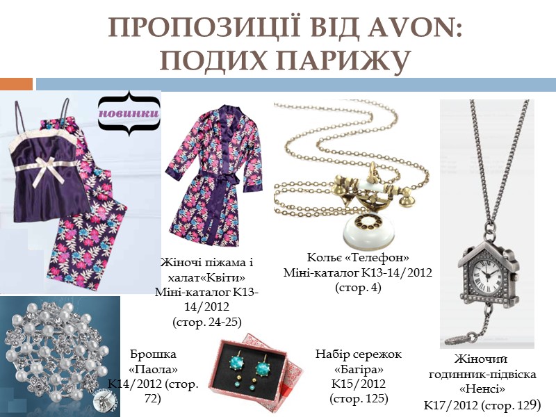 ПРОПОЗИЦІЇ ВІД AVON:  ПОДИХ ПАРИЖУ Жіночий  годинник-підвіска «Ненсі» К17/2012 (стор. 129) Набір